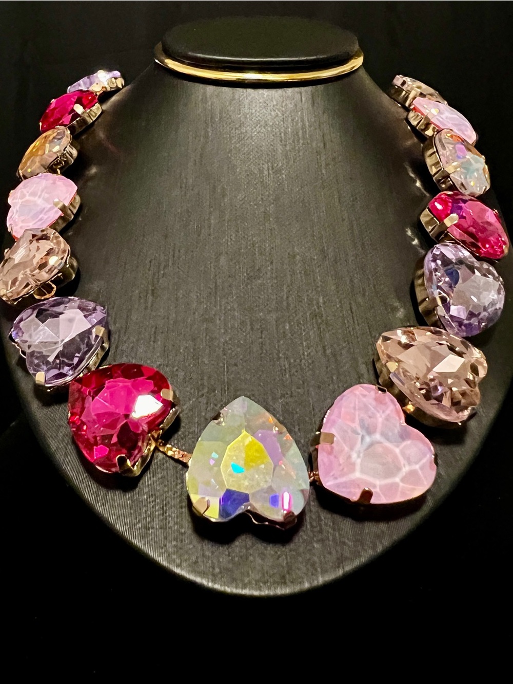 Pink Multi Heart Statement Necklace
